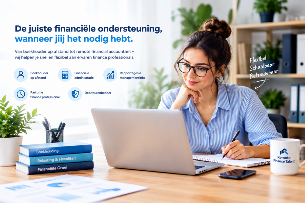 Financiële ondersteuning op afstand door ervaren finance professionals