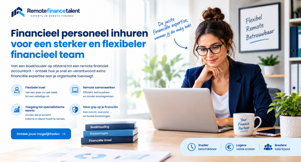 Remote finance professional werkt op afstand met laptop voor financiële ondersteuning